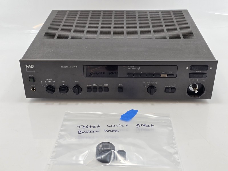 Vtg NAD 7140 Integrated Stereo Receiver AM/FM 40 WPC Phono FOR PARTS -READ works