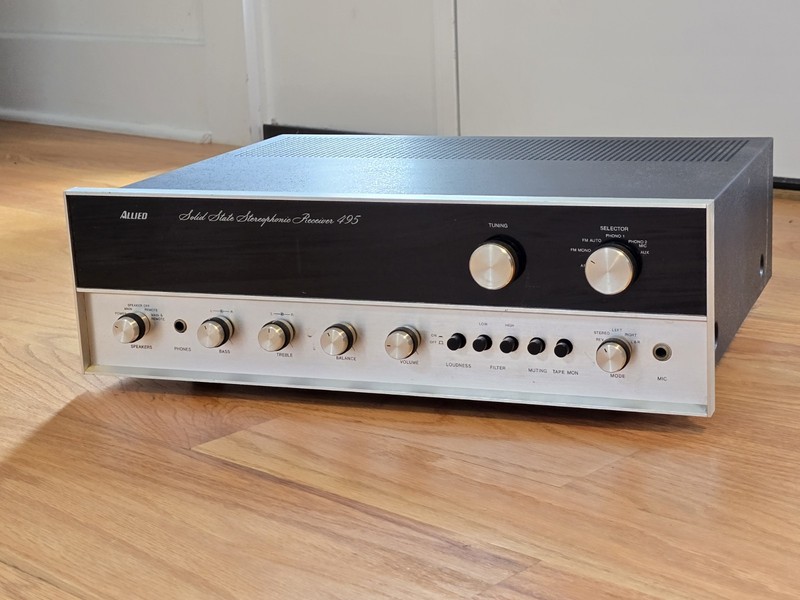 ALLIED 495 Solid State Stereophonic AMP FM AM Receiver | PWR Tested Read
