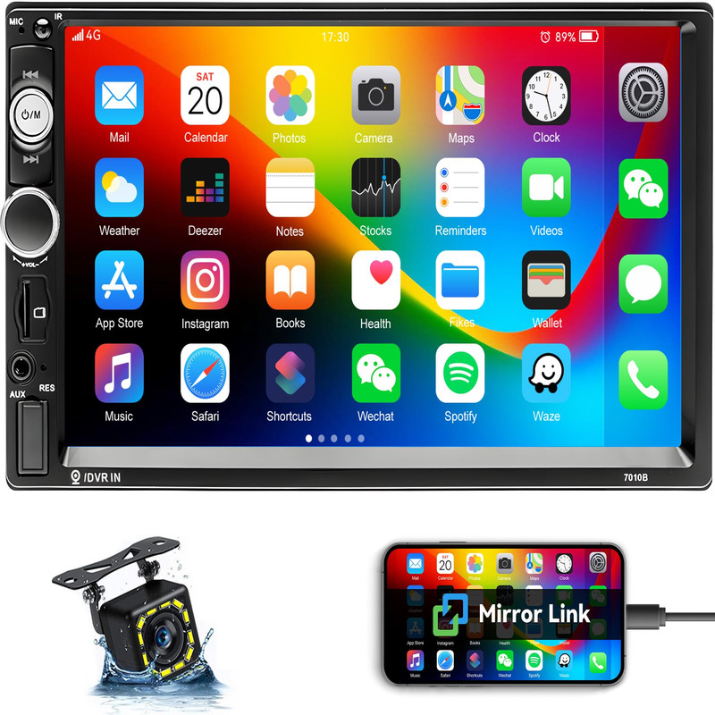 Unitopsci Car Stereo Double Din 7 Inch Hd Touch Screen Car Radio Bluetooth