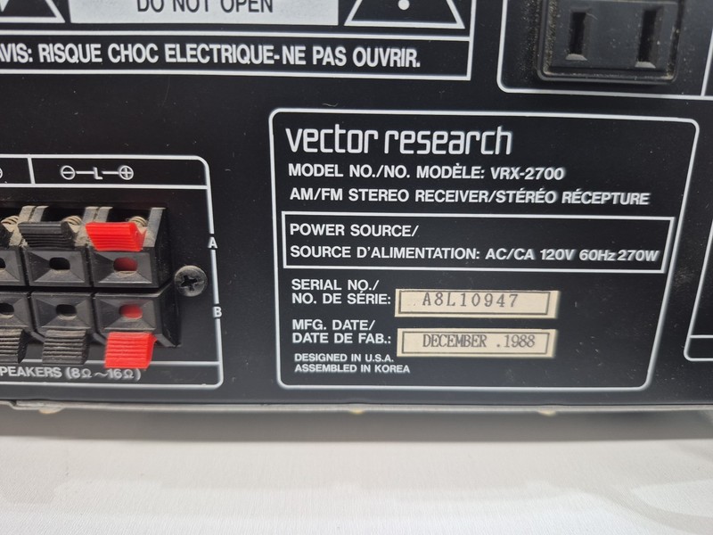 VECTOR RESEARCH VRX-2700 AM/FM STEREO RECEIVER - Tested gallery