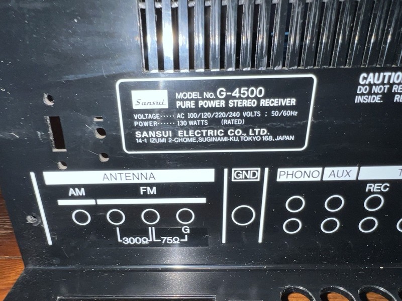 Sansui G-4500 Receiver Back Panel Replacement, Good Condition gallery