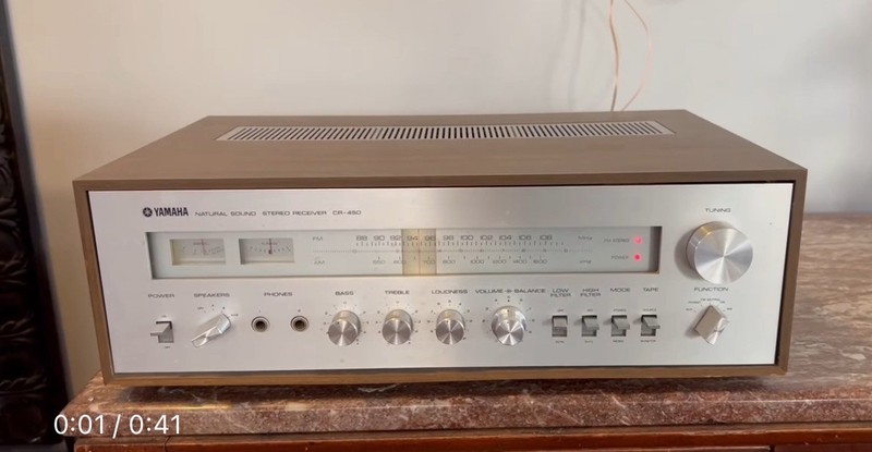 Beautiful Vintage 1970’s Yamaha CR-450 Silver Face Wood Cabinet Stereo Receiver