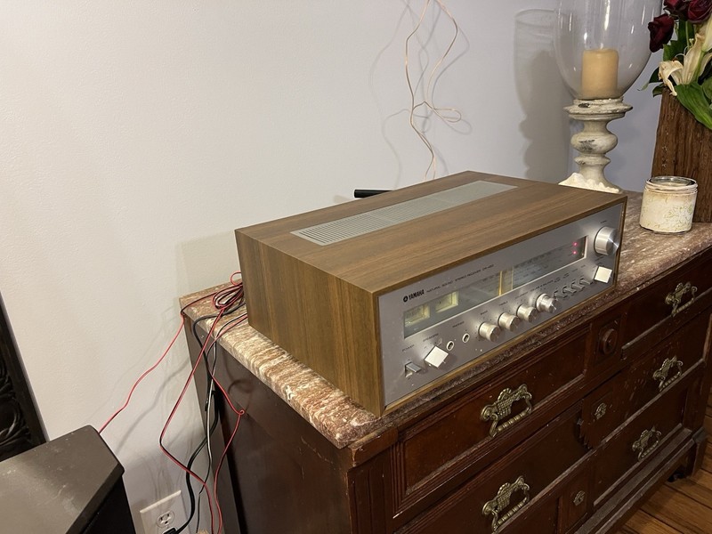 Beautiful Vintage 1970’s Yamaha CR-450 Silver Face Wood Cabinet Stereo Receiver gallery