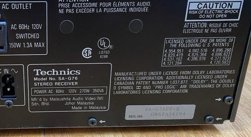Vintage Technics SA-G76 5 Channel AV Control Stereo Receiver Remote Tested gallery