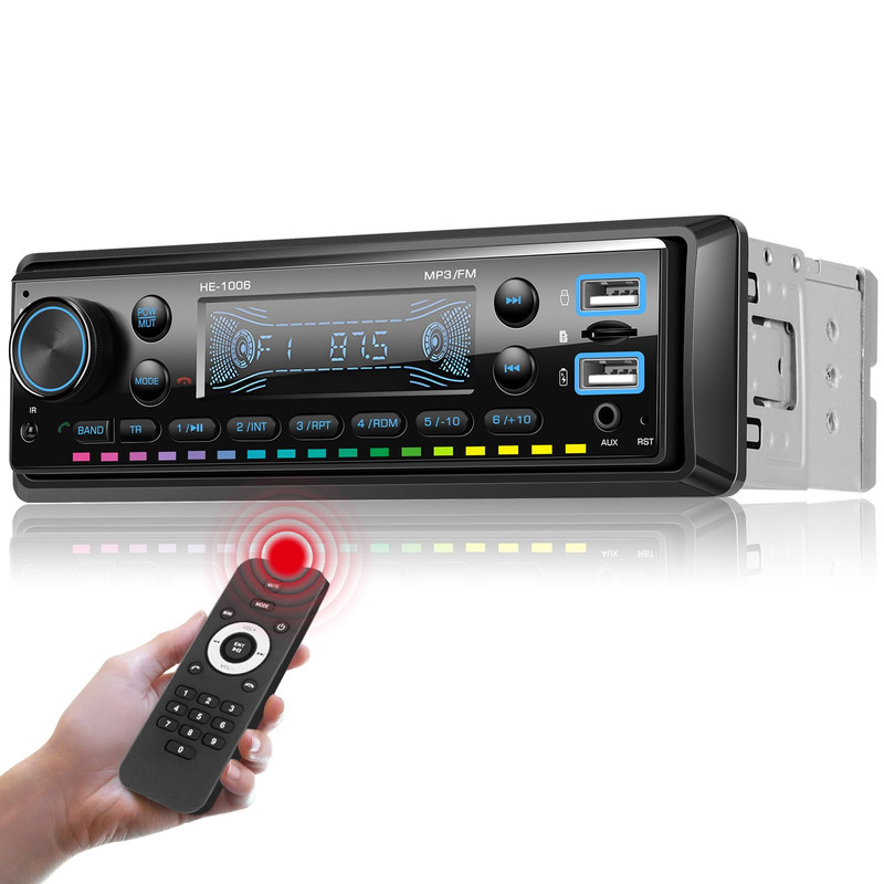 AmPremium Single Din Car Stereo Radio Hands-Free Bluetoothcar Audio Receivers