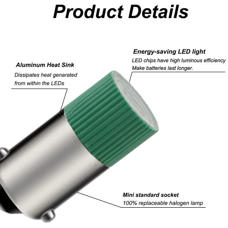 10Pcs #53 1445R Green LED Bulbs (AKA L53R, 53-301/L53G, 53-302) For Lionel gallery