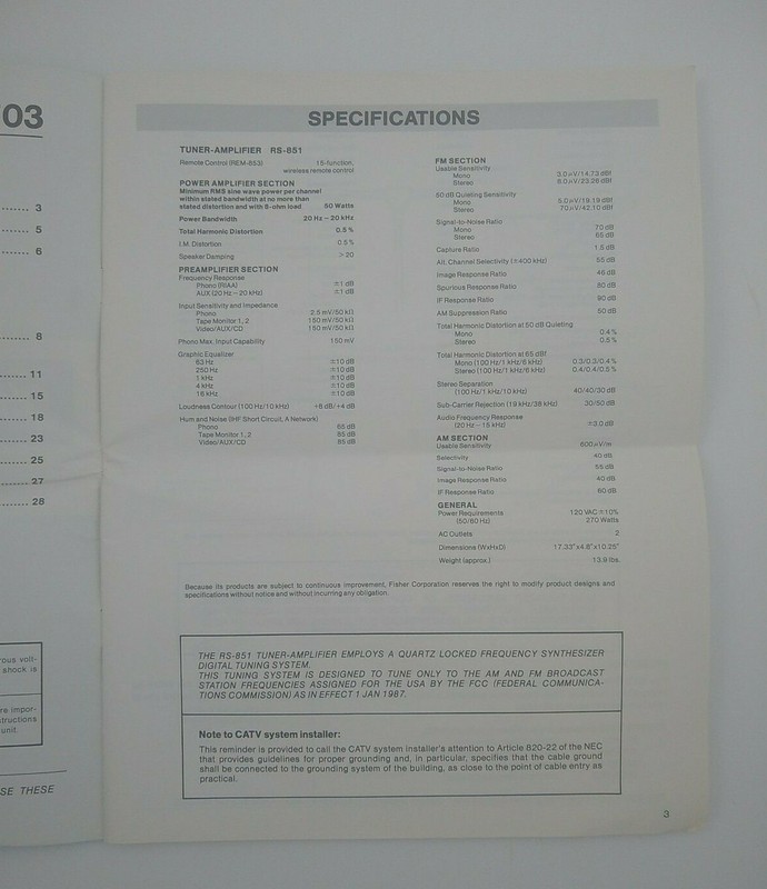 Vintage Fisher Studio -Standard System 8703 Operating Instructions gallery