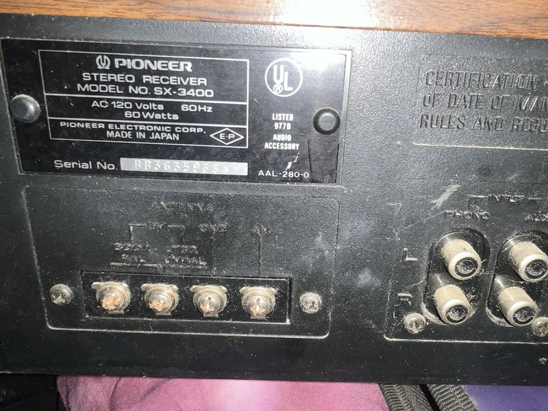 Pioneer SX-3400 Vintage Stereo Receiver AM/FM with Wood Case gallery