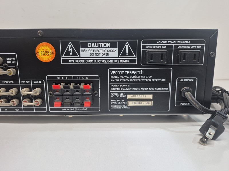 VECTOR RESEARCH VRX-2700 AM/FM STEREO RECEIVER - Tested gallery