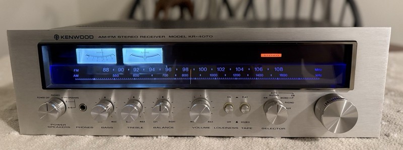 Vintage Kenwood KR-4070 Stereo Receiver FULL BLUE White LED UPGRADE. VERY NICE gallery