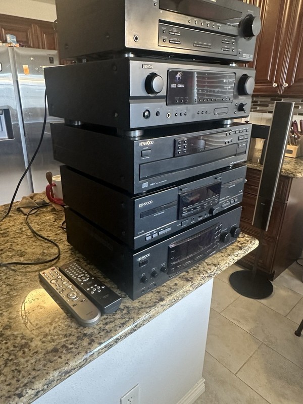 kenwood stereo w/ cass & cd player, Sony rec speaker.DENON rec HP printer $100 gallery