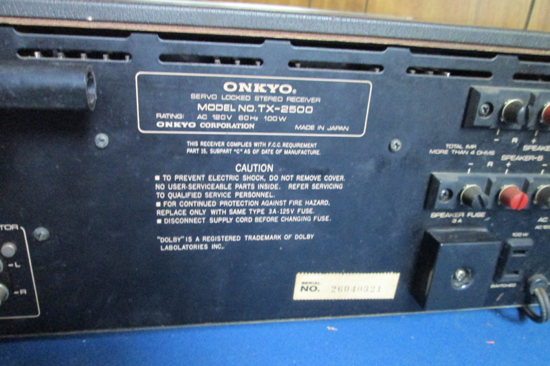 Vintage Onkyo TX-2500 Servo Locked AM FM 100 Watt Stereo Receiver for repair gallery