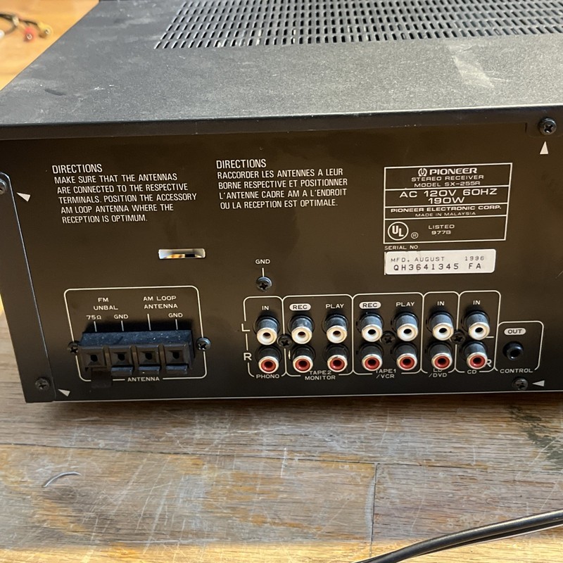 Vintage Pioneer SX-255R Stereo Receiver Black 120v 60 Hz 190w Ac Outlet gallery