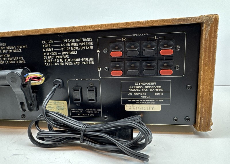 Pioneer SX-580 Stereo Receiver Phono input, Aux Tape Tested Works Read Details gallery