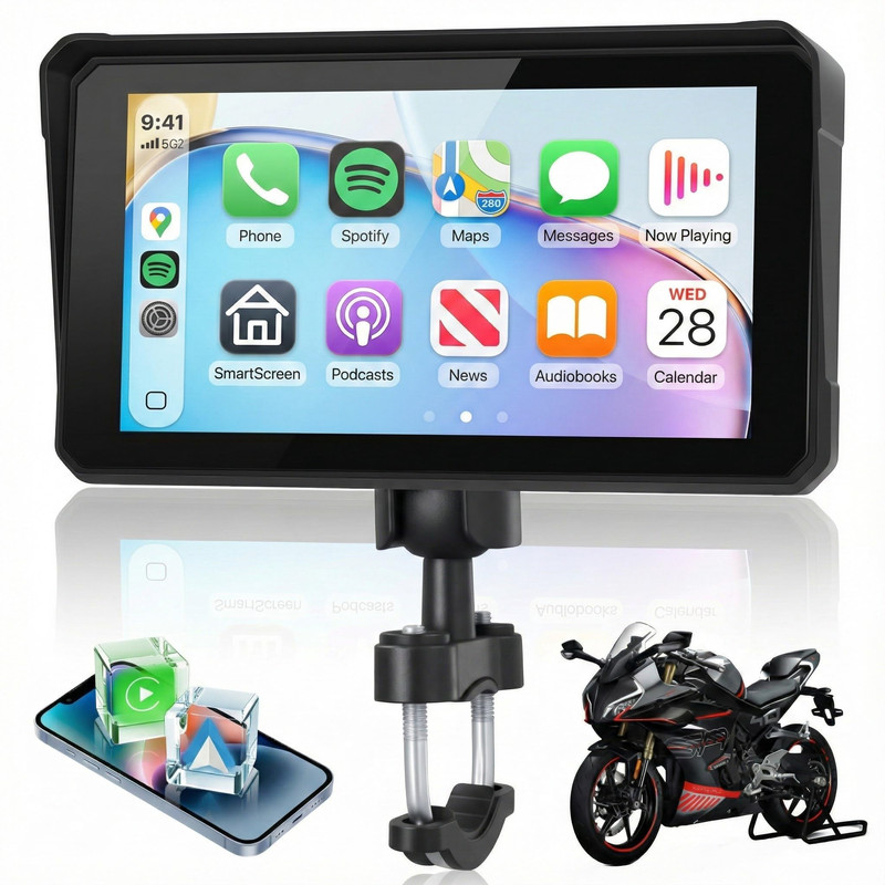 Kynnt 6 Inch Motorcycle Wirelsss Carplay Screen Portable Touchscreen Motorcycle