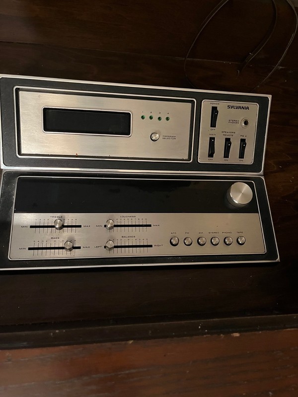 Selling parts - Vintage GTE/Sylvania ent center, record player, 8 track ,AM/FM gallery