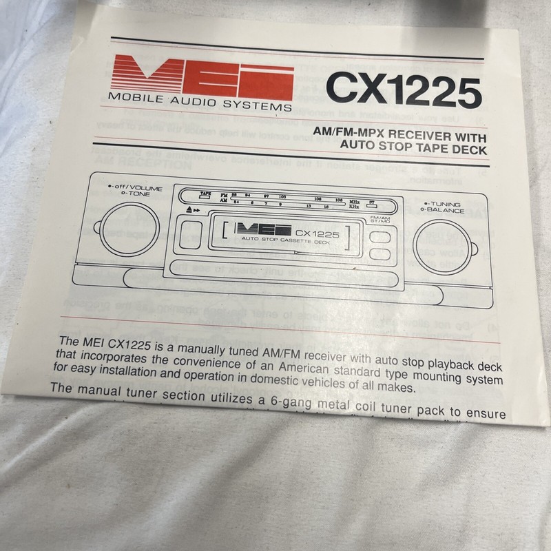 Vintage MEI CX1225 High Tech Am-FM Car Receiver With Cassette Deck And Box New gallery