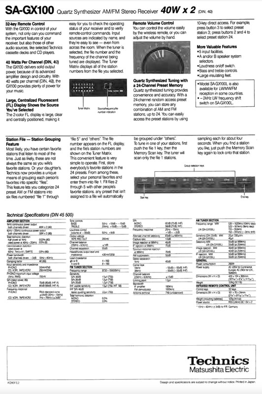 Vintage Technics SA-GX100 Stereo Receiver gallery