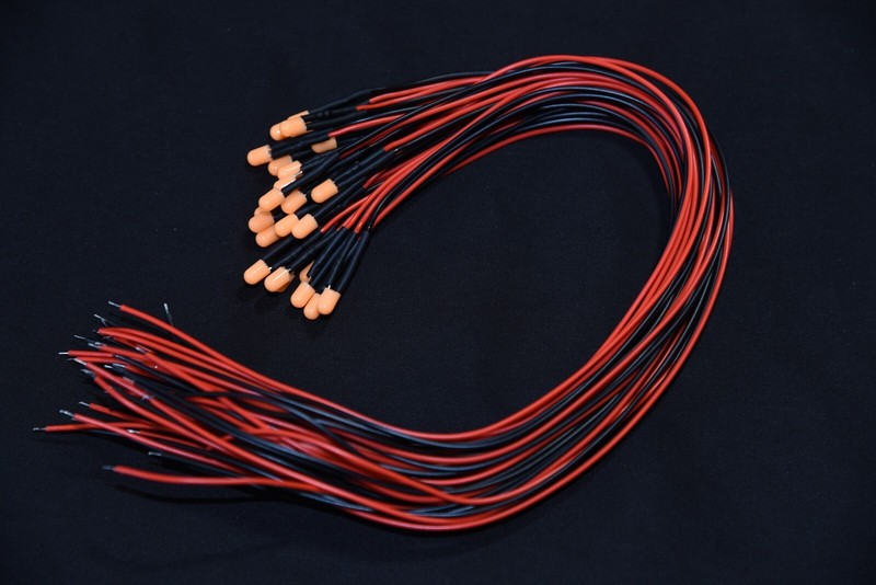 25PCS Orange 4mm 8V Wired LED Lamp Light for Pioneer SX Receiver Long Wires