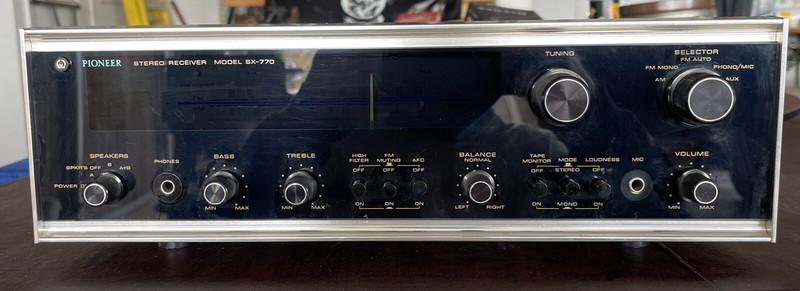 Vintage Pioneer Stereo Receiver Model SX-770 Working Glass Front *read