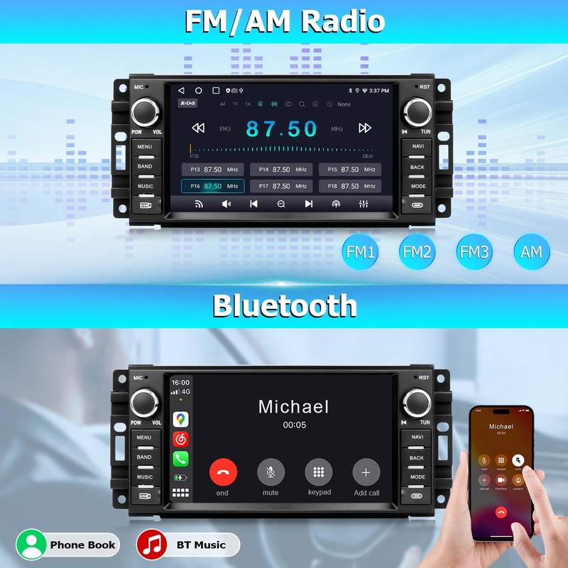 Ohrex Car Radio For Jeep Wrangler Jk 2007-2018 Dodge Ram 1500 2009-2012 gallery