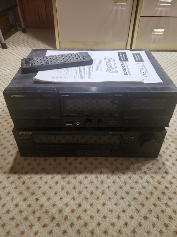 Vintage Pioneer VSX 5300 & CT-W510 Stereo Cassette Set W/ manuals & remote