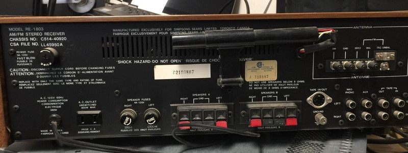 Sears Electronics AM/FM Stereo Receiver RE-1803 Power tested AM nub missing gallery