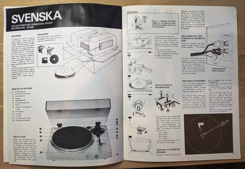 Vintage Rotel RP-400 Stereo Belt Drive Turntable Owners Manual Printed In Japan gallery