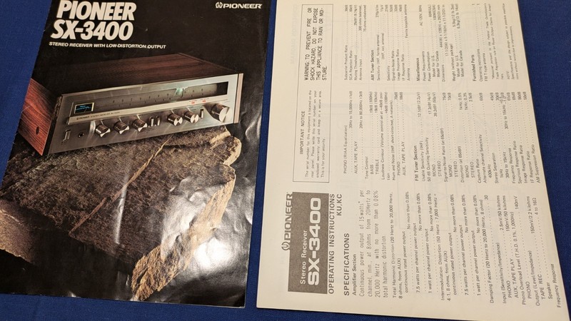 Vintage Pioneer SX-3400 AM/FM Receiver Early 1980s w/ Operating Instructions... gallery
