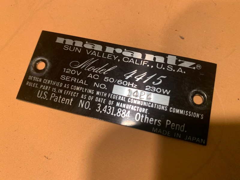 Marantz 4415 Quad Receiver Parting Out ID Plate gallery