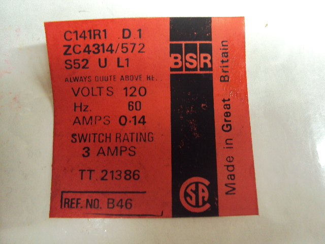 The Fisher C-20 BSR C141R1 33RPM Multi Play Spindle. Parting Out Fisher C-20 gallery