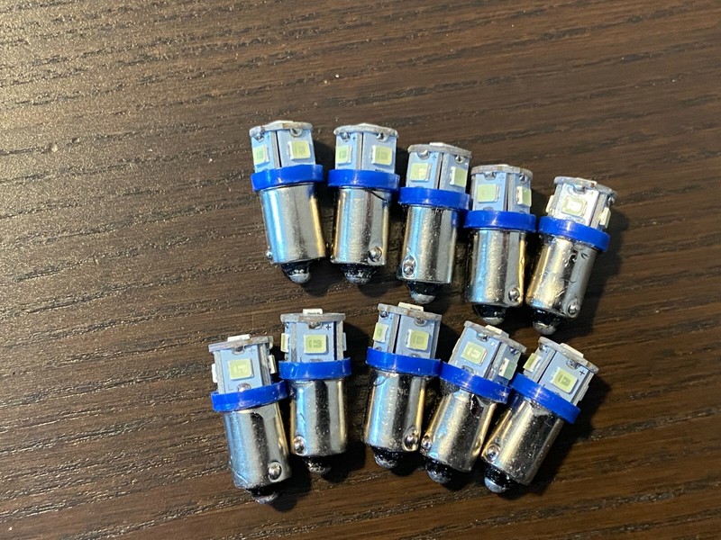 10 New Royal Blue Bayonet LED Lamp Light Bulbs 6v 6.3v 8v replace #47 #44 #1847