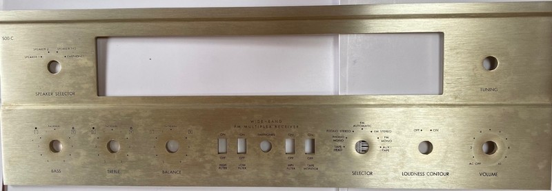 Vintage Fisher 500-C Stereo Tube Receiver Faceplate - Original Exc.