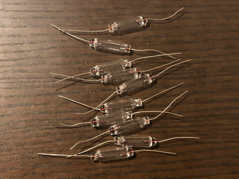 10 New Warm White 8v 200ma XL Axial Wired Lamps ORIGINAL Dial Light Bulb 1/4