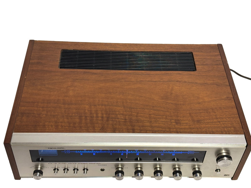 Realistic STA-75 Vintage AM/FM Stereo Receiver Walnut Case Blue Dial Lights Serv gallery