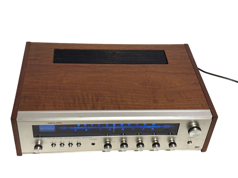 Realistic STA-75 Vintage AM/FM Stereo Receiver Walnut Case Blue Dial Lights Serv gallery