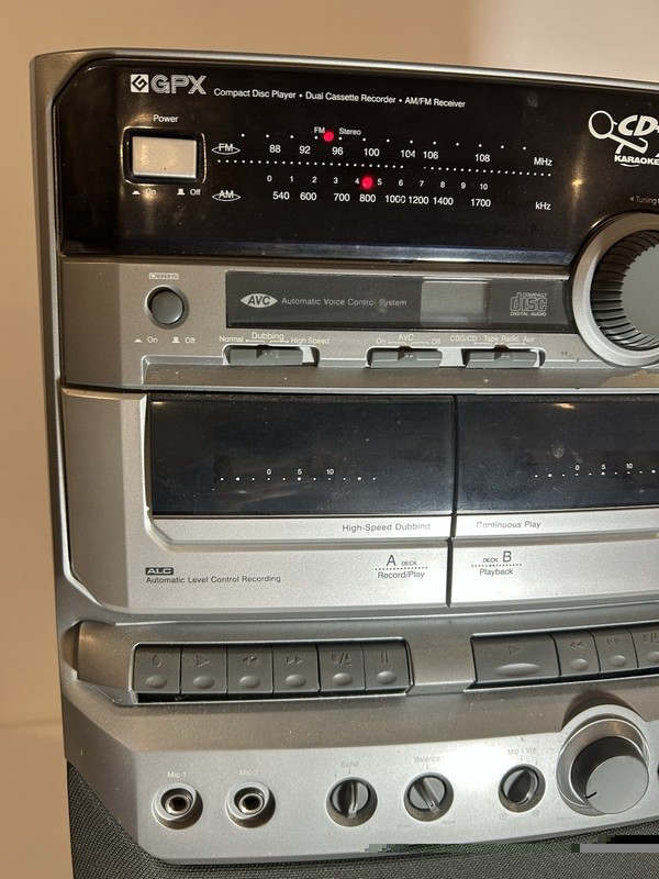 Vintage 2000 GPX Karaoke Tower CD Player Dual Cassette AM/FM Stereo Tested Works gallery