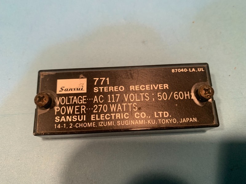 Sansui 771 Stereo Receiver Parting Out Voltage Selector Cover and Badge