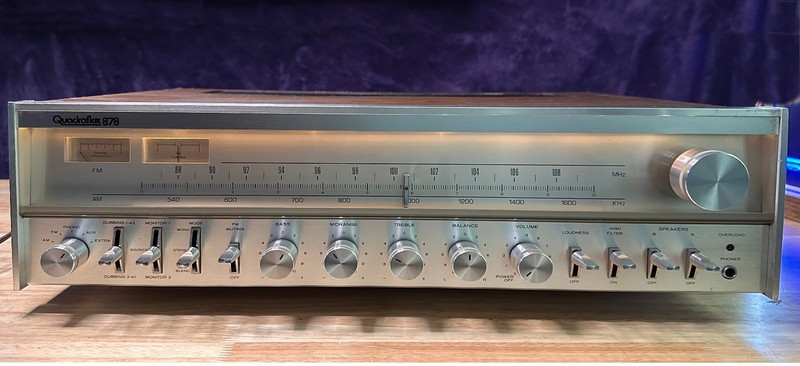 Vintage Quadraflex 878 Stereo Receiver AM/FM Wood Case – Tested Works