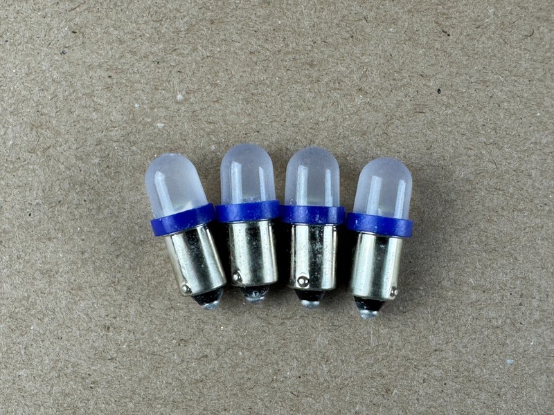 4 New Blue FROSTED Bayonet LED Lamp Light Bulbs 6v 6.3v 8v #47 #44 #1847