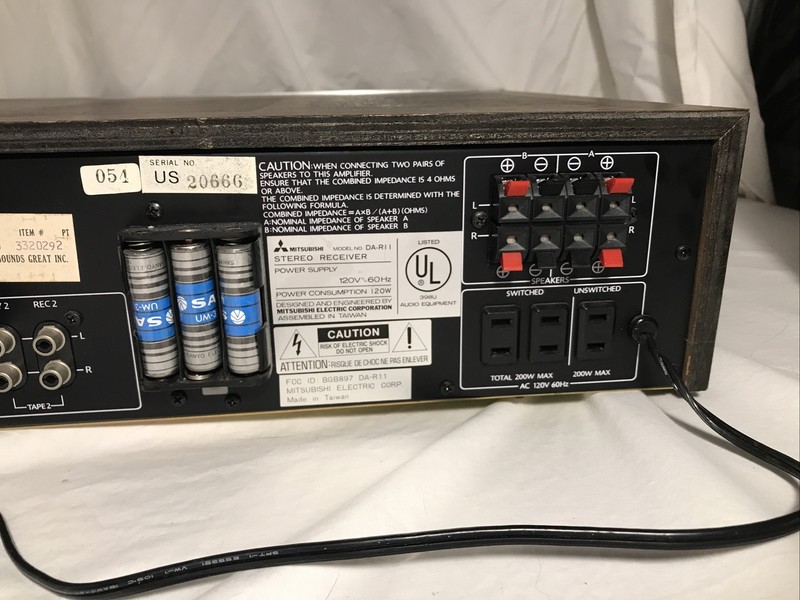 Mitsubishi DA-R11 Stereo Receiver Tested/Works w Realistic Minimums-26 Speakers gallery