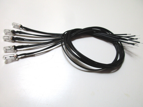 (Five) Lamps for Yamaha Receivers & Amps 14v 60ma 3mm wired with 7″ Black Wire