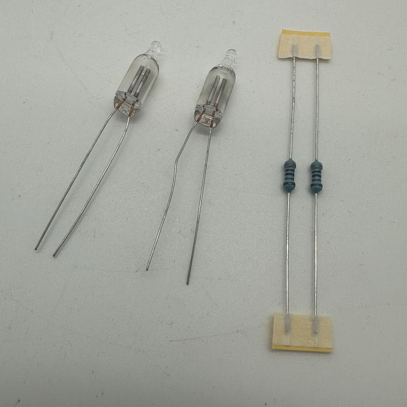 2 Neon Lamp 65-120VAC 1.90 mA, 18 mm Length And Resistors Clock Radio Light Kit gallery