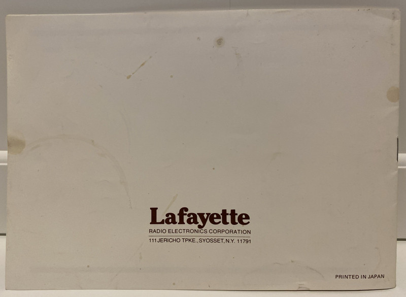 Vtg & Orig Lafayette LSC 400 Stereo Tuner Owner's Manual & Schematics EUC gallery