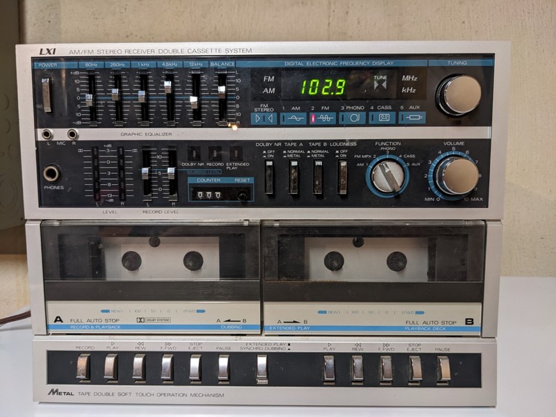 Vintage LXI AM/FM Stereo Receiver Double Cassette System Working