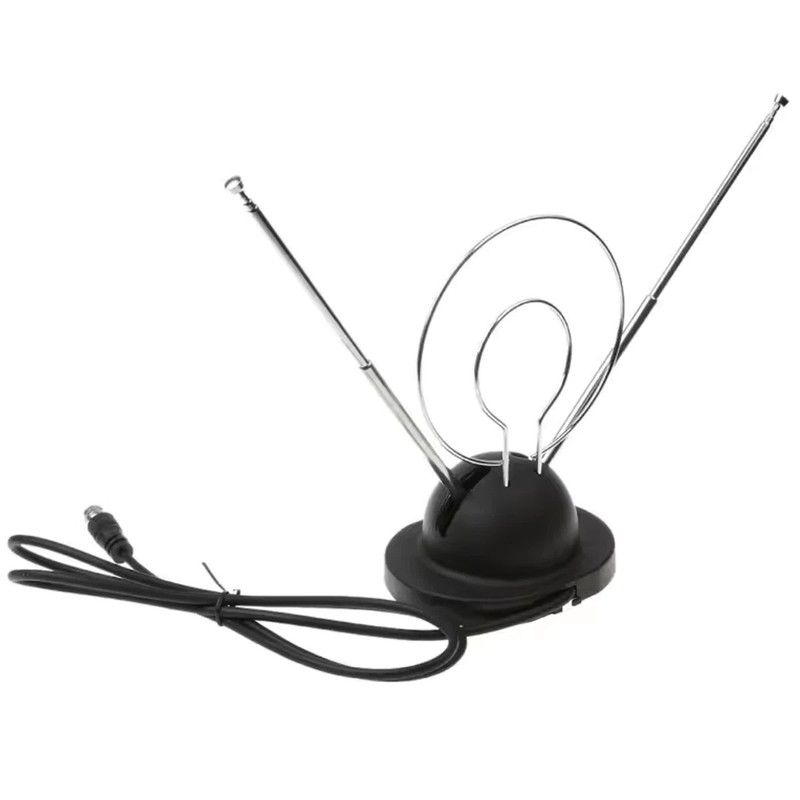 Telescopic FM Antenna Stereo Radio Receiver Indoor Rabbit Ears with 75 Ohm Wire