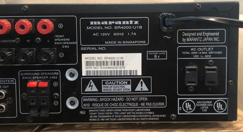 Vintage Marantz SR4000 AV Surround Receiver Box Manual Remote Works Great! gallery