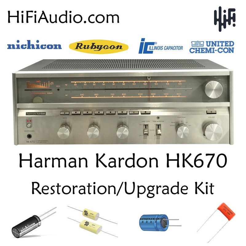 Harman Kardon HK670 receiver restoration kit service recap rebuild capacitor