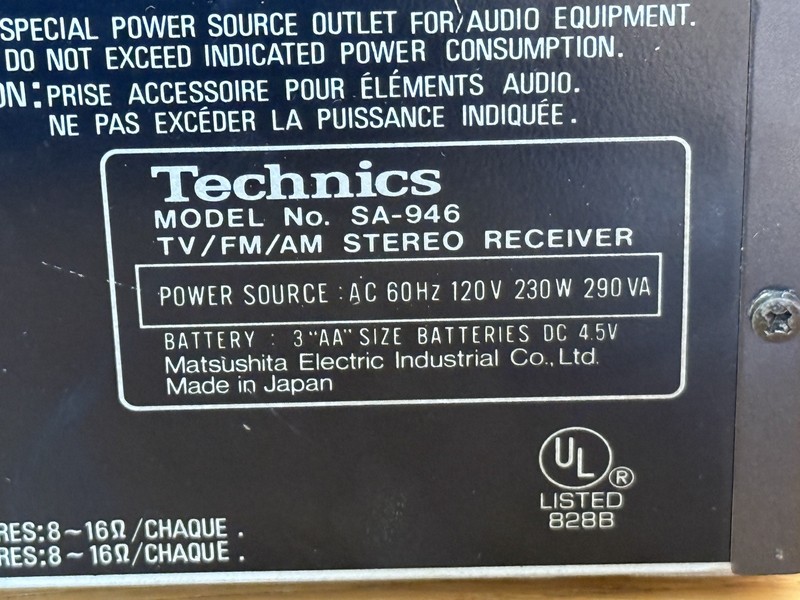 Technics Quartz Synthesizer TV/FM/AM Stereo Receiver SA-946 -UNTESTED gallery