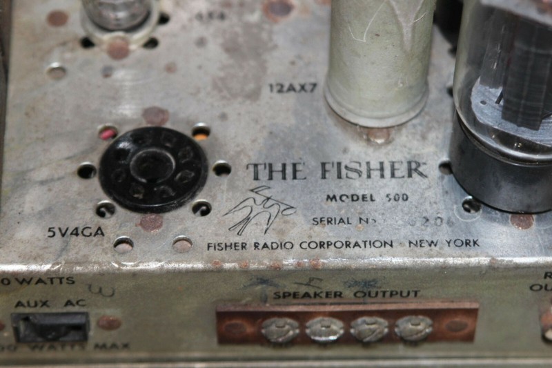 Vintage 1950s The Fisher Model 500 Receiver Mono Amplifier Tube Amp w/ Wood Case gallery